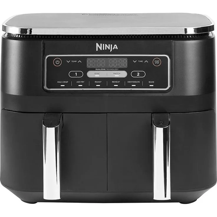 Ninja Foodi AF300EU Dual Zone Heißluftfritteuse, 2 separate Kochfächer, Großes Fassungsvermögen von 7,6 L, ohne Fett, 2400 Watt