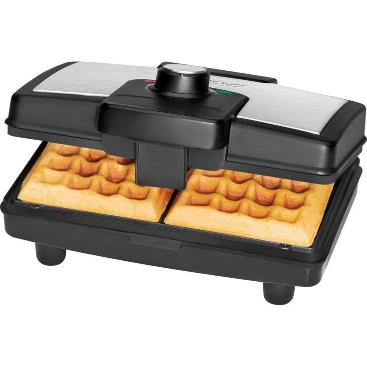 Clatronic WA 3606 Waffelautomat für belgische Waffeln, 2 große Backflächen, Edelstahleinlage, Stufenlos regelbarer Bräunungsgrad – Bild 1