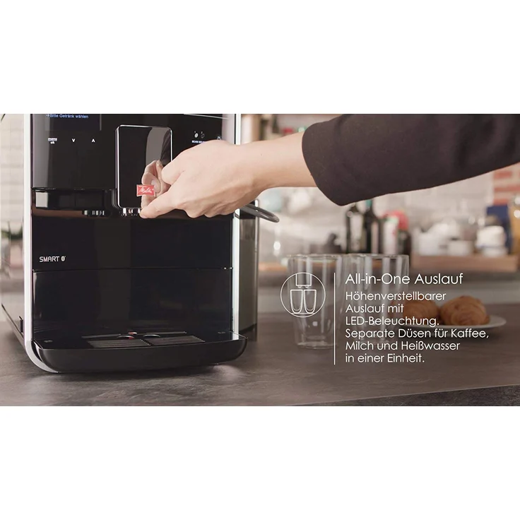 Melitta Caffeo Barista TS Smart F850-102, Kaffeevollautomat mit Milchsystem und integriertem Mahlwerk, Smartphone-Steuerung mit Connect App, One Touch Funktion, Schwarz – Bild 8