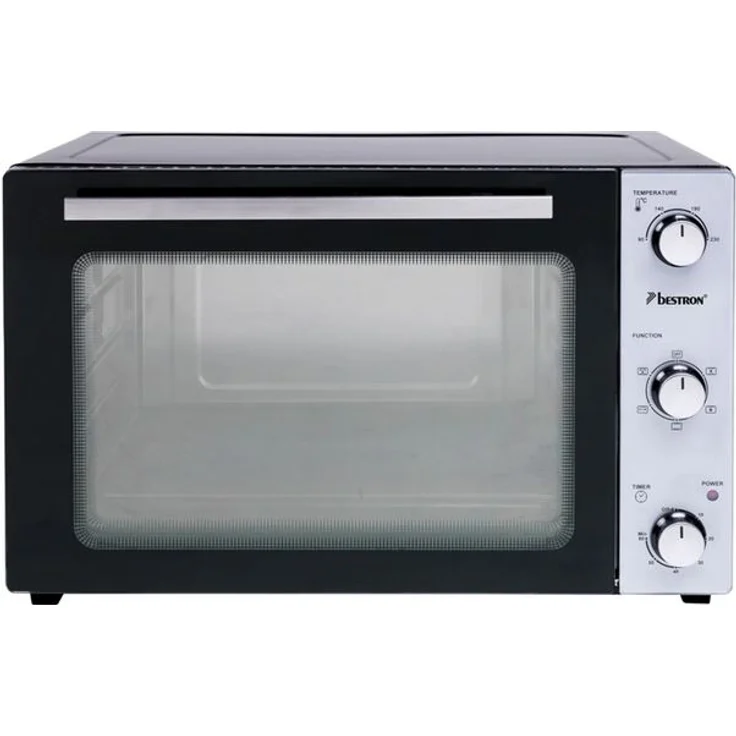 Bestron 2-in-1 Mini-Backofen mit Drehspieß, 45 Liter, 1800 W, Edelstahl, Schwarz – Bild 1