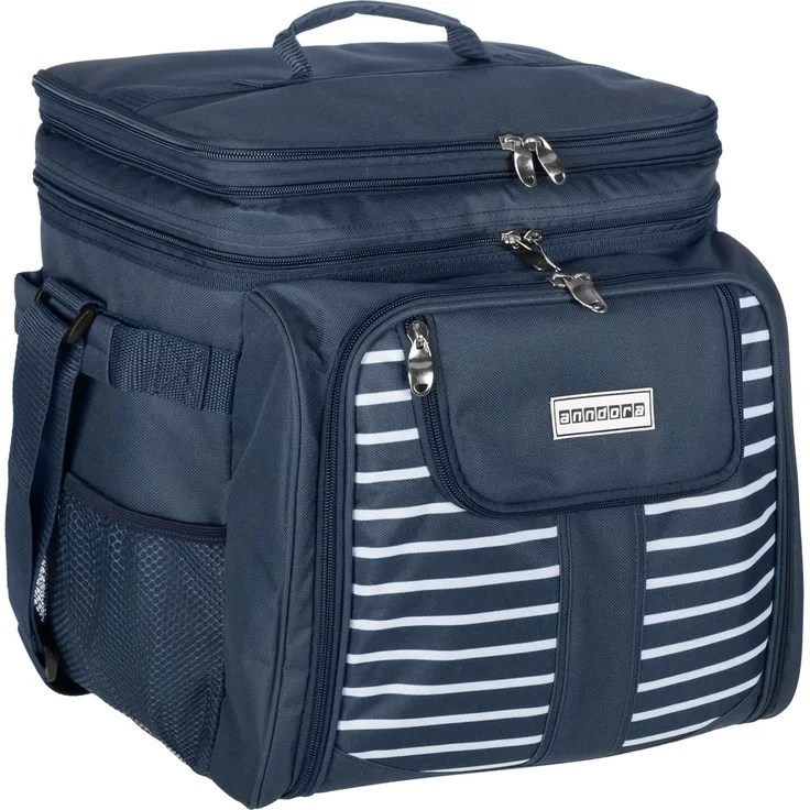 Anndora Picknicktasche Kühltasche inkl. Zubehör 4 Personen 29 Teile, navy, blau weiß