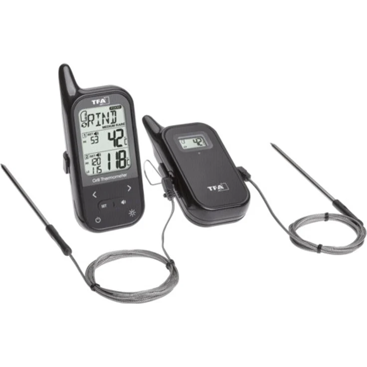 TFA Dostmann Küchen-Chef Digitales Bratenthermometer-Grillthermometer Funk, 2 Einstechfühler zur Messung der Ofen- und Kerntemperatur – Bild 1