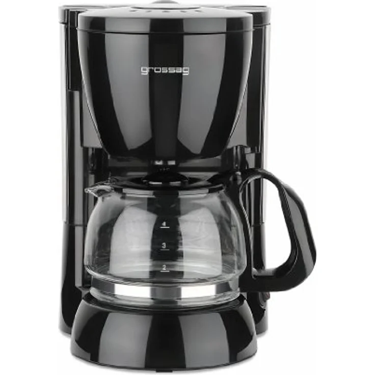 grossag Filter-Kaffeeautomat mit Glaskanne KA 12.17, 0,6 Liter für 4 Tassen Kaffee, 600 Watt, Schwarz - Edelstahl – Bild 1