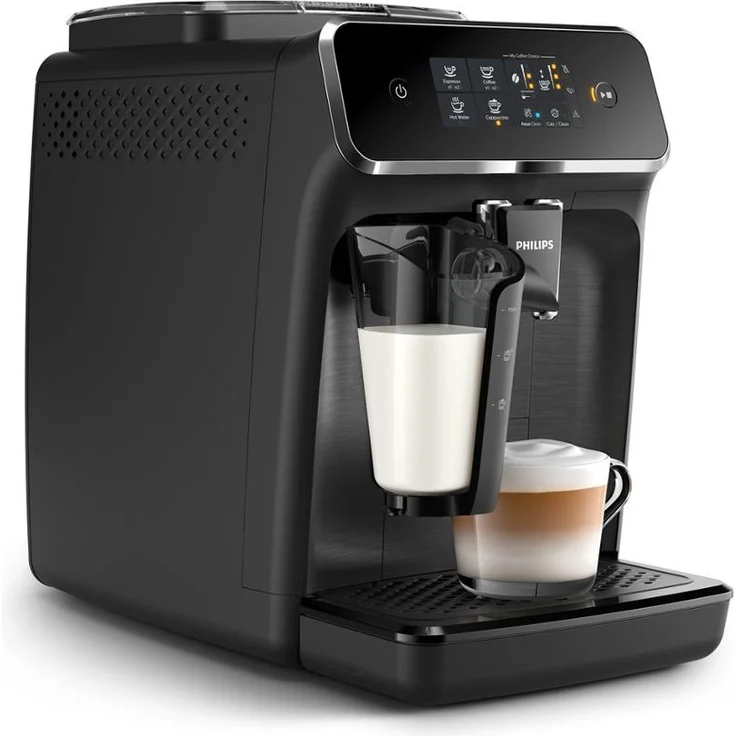 Philips 2200 Serie EP2230/10 LatteGo Kaffeevollautomat, integriertes Kegelmahlwerk, OneTouch-Funktion, schwarz, mit Milchsystem – Bild 2