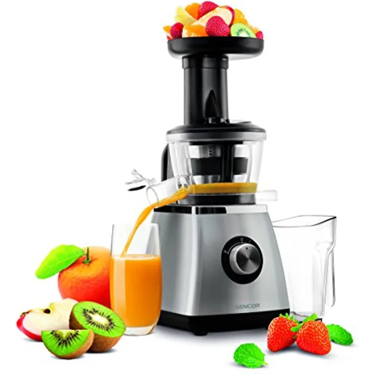 SENCOR SSJ 4041BK, Edelstahl Langsam Drehender Entsafter für Frucht-Gemüsesaft