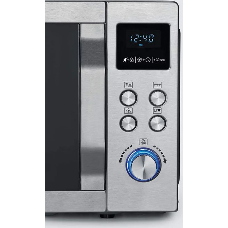 Severin MW 7753 3-in-1 Mikrowelle mit Grill- und Heißluftfunktion, 900 Watt, Inkl. Drehteller, Grillrost, Standgerät, edelstahl-schwarz – Bild 2