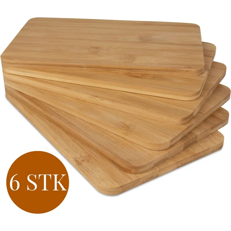 6er-Set Frühstücksbrettchen aus Bambus, 22 x 14 x 0,8 cm