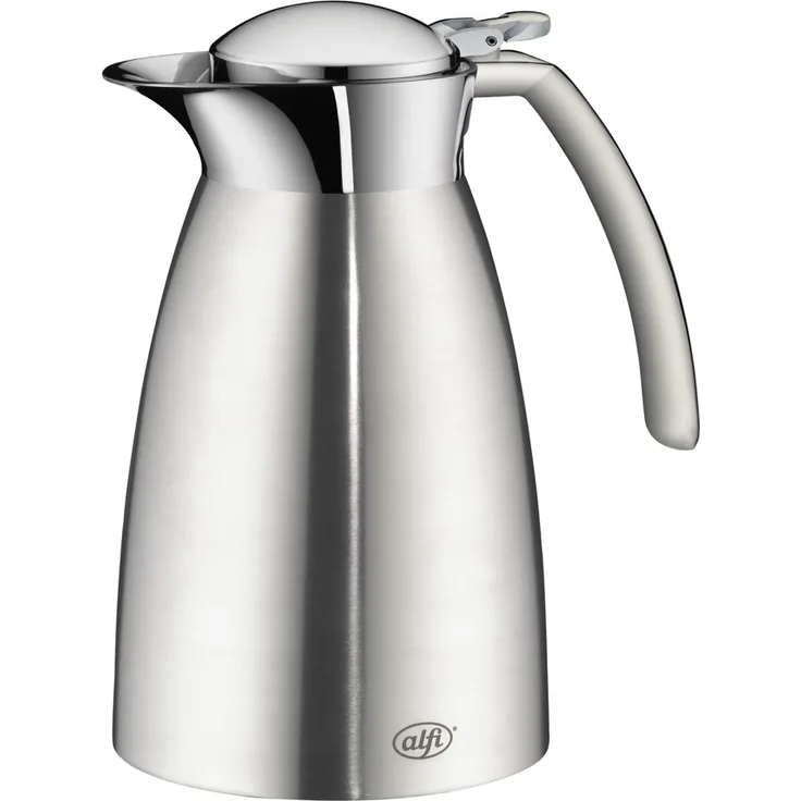 alfi 3527.205.060 Isolierkanne Gusto TT, Edelstahl mattiert 0,6 l, doppelwandiger Edelstahl, Spülmaschinenfest, 12 Stunden heiß, 24 Stunden kalt