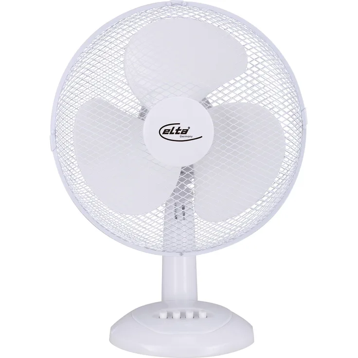 Elta Tischventilator 30 cm Ventilator 3 Stufen Standventilator Luftkühler, weiß