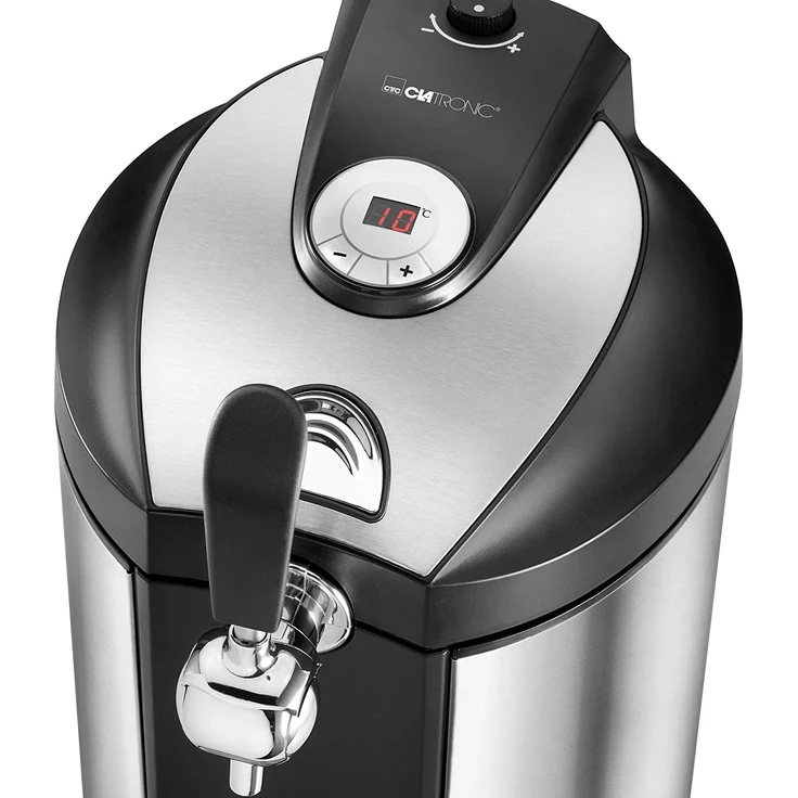 Clatronic BZ 3740 Bierzapfanlage für alle handelsüblichen 5 Liter-Partyfässer, LED-Display zur komfortablen Temperaturregelung-Kühlung von 2°C-12°C, hochwertiges Edelstahlgehäuse – Bild 2