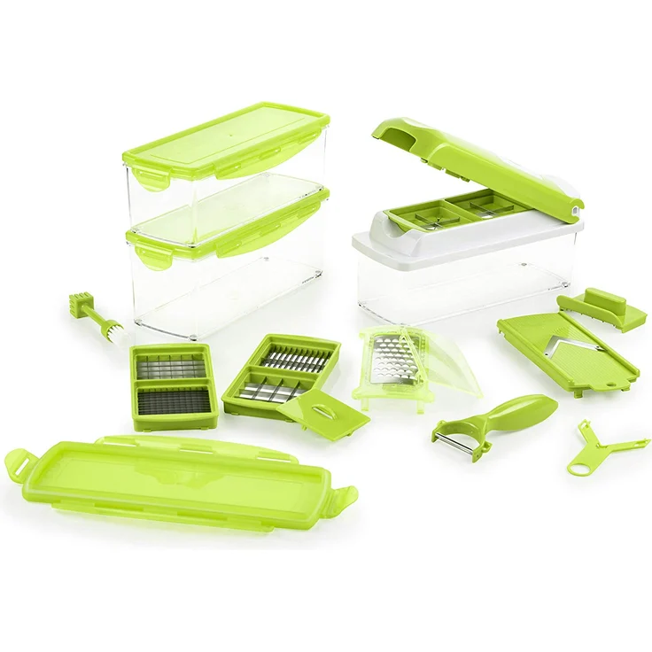 Genius Nicer Dicer Plus | 18 Teile | Kiwi | Alles-Schneider | Obst- und Gemüseschneider – Bild 1