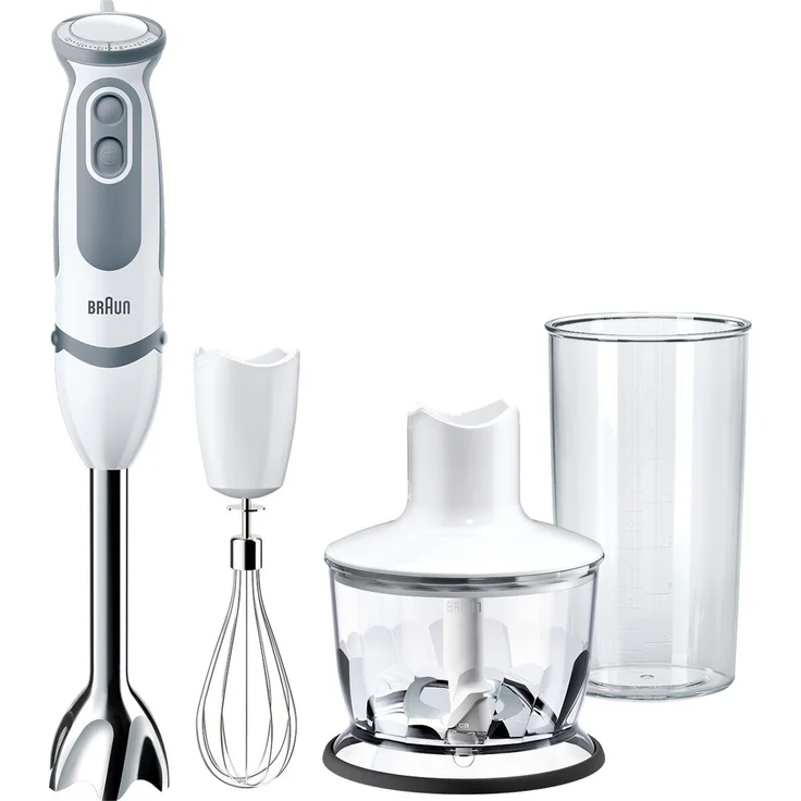 Braun MultiQuick 5 Vario MQ 5235WH Pürierstab mit abnehmbarem Edelstahl Mixfuß mit POWERBell Plus Technologie zum Pürieren ganzer Zutaten, 21 Geschwindigkeiten, inkl. 3-teiliges Zubehör Set, 1000 Watt, weiß – Bild 1