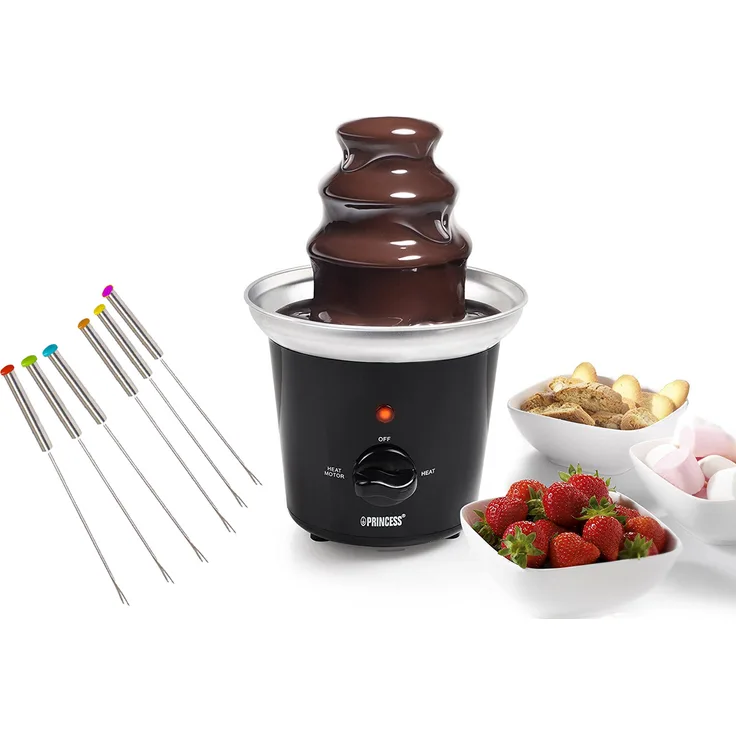 Schokofondue Set mit 6 Spießen Schokoladenbrunnen groß für Schokolade schmelzen