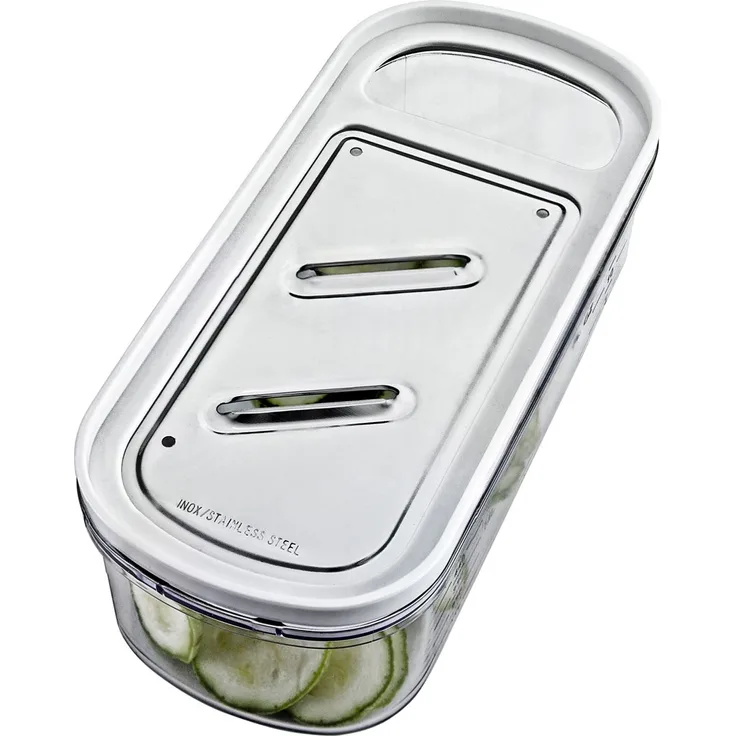 Metaltex 19971010080 Reibe mit 3 Edelstahlklingen und Auffangbehälter