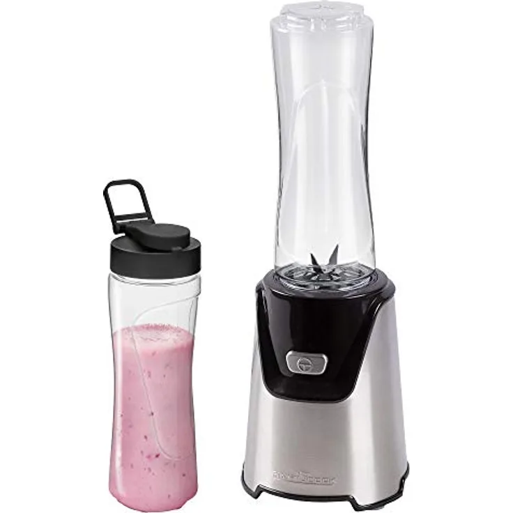 ProfiCook PC-SM 1153 Smoothie-Maker zum Pürieren, Schlagen, Zerkleinern, Shaken und Mixen, Edelstahlmesser, Edelstahlgehäuse, Mixbehälter auch als Trinkbecher zu verwenden