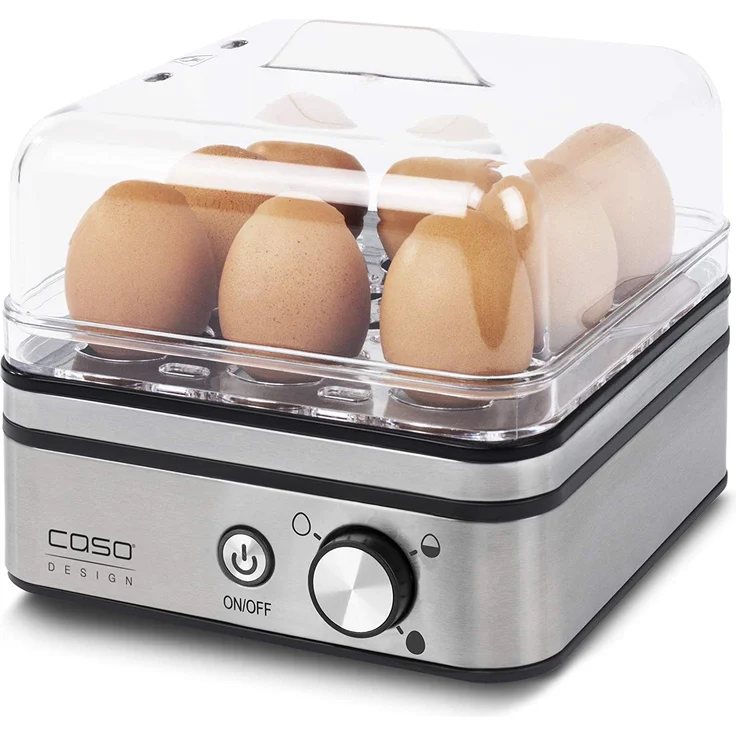 CASO E9 - Design Eierkocher für 8 Eier mit elektronischer Regelung, kein Trockenkochen, Edelstahldesign, inkl. Messbecher mit Eierpicker – Bild 1