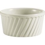 CAC China Accessories Runde Auflaufform, geriffelt, Porzellan, Weiß 5-1,2-Inch by 2-1,2-Inch 24-Ounce Knochenweiß