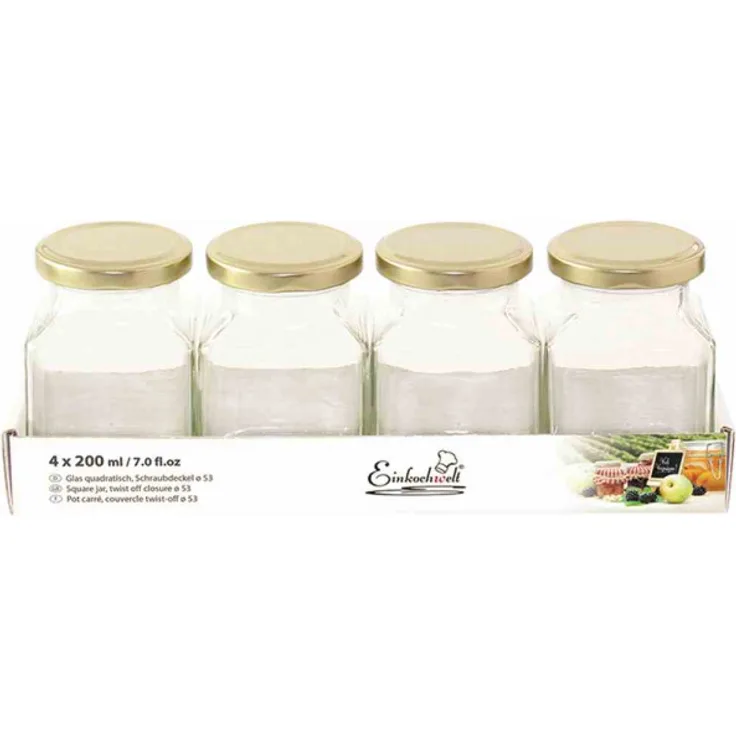 DOSEN-ZENTRALE 4er Tray Quadratgläser 200ml