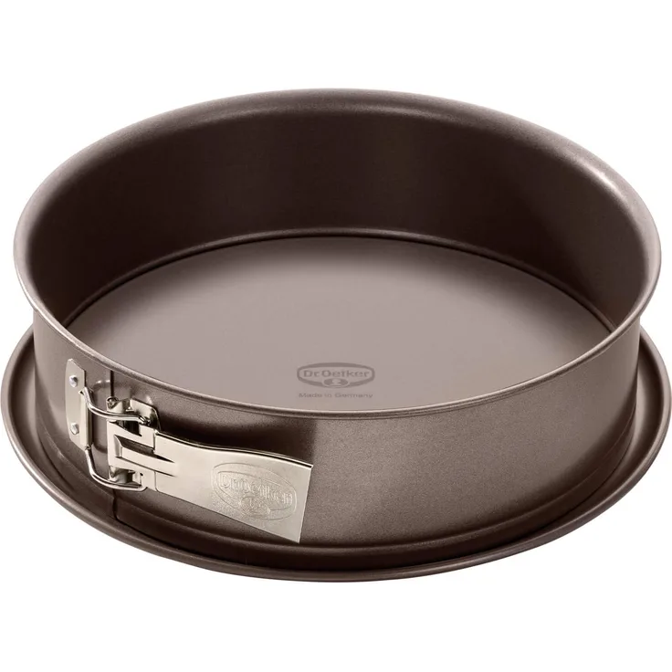 Dr. Oetker Springform Ø 28 cm, Backform der Serie Back-Edition mit le-Servierboden, runde Kuchenform aus Stahl mit Antihaftbeschichtung (Farbe: braun), Menge: 1 Stück