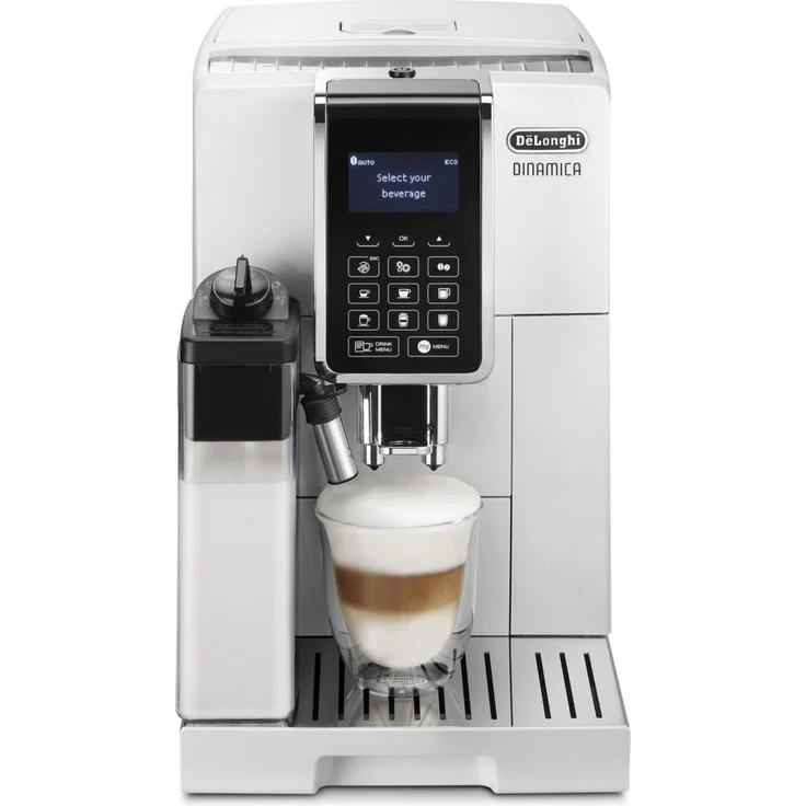 De'Longhi ECAM 353.75.W Kaffeevollautomat, beleuchtete Sensortasten, 1450 Watt, weiß, mit Milchsystem und integriertem Mahlwerk – Bild 1