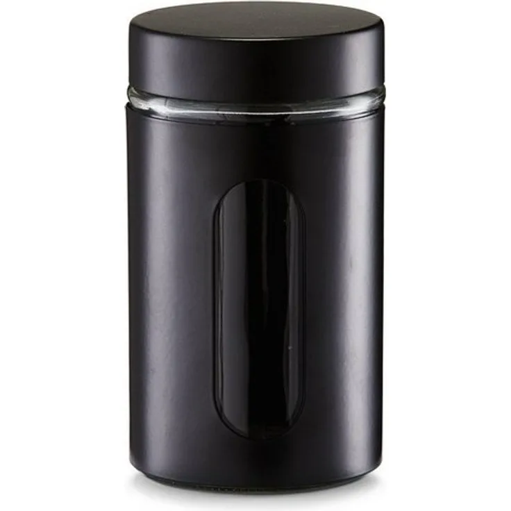 Zeller Present Aufbewahrungsdose, Metall, Glas, 0,9L, schwarz