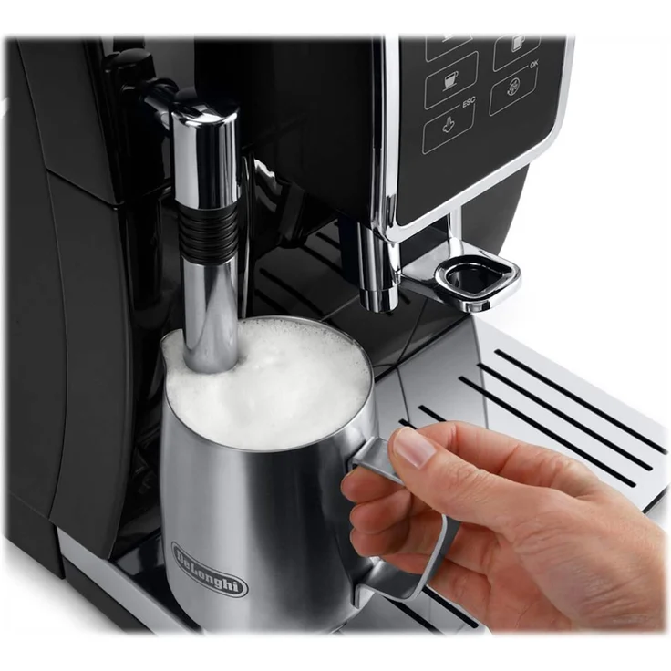 De'Longhi Dinamica ECAM 350.15.B Kaffeevollautomat mit Milchaufschäumdüse für Cappuccino und integriertem Mahlwerk, mit Espresso und Kaffee Direktwahltasten und Digitaldisplay mit Klartext, 2-Tassen-Funktion, schwarz – Bild 2