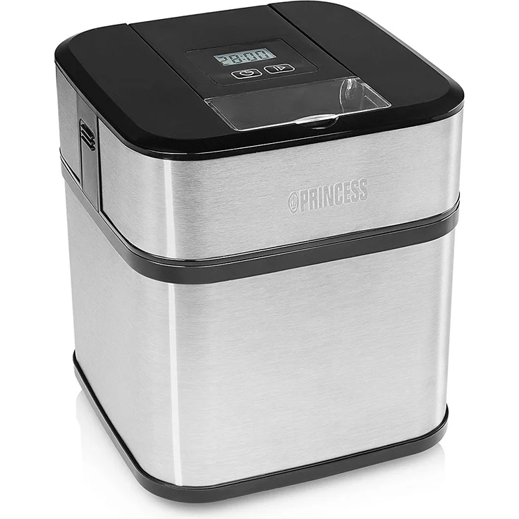 Princess 282605 Eiscrememaschine, Zubereitung von selbstgemachtem Speiseeis, 12 Watt, 1,5 Liter, Einfüllöffnung, Ein-/Ausschalter, Timer, Edelstahl, silber – Bild 2