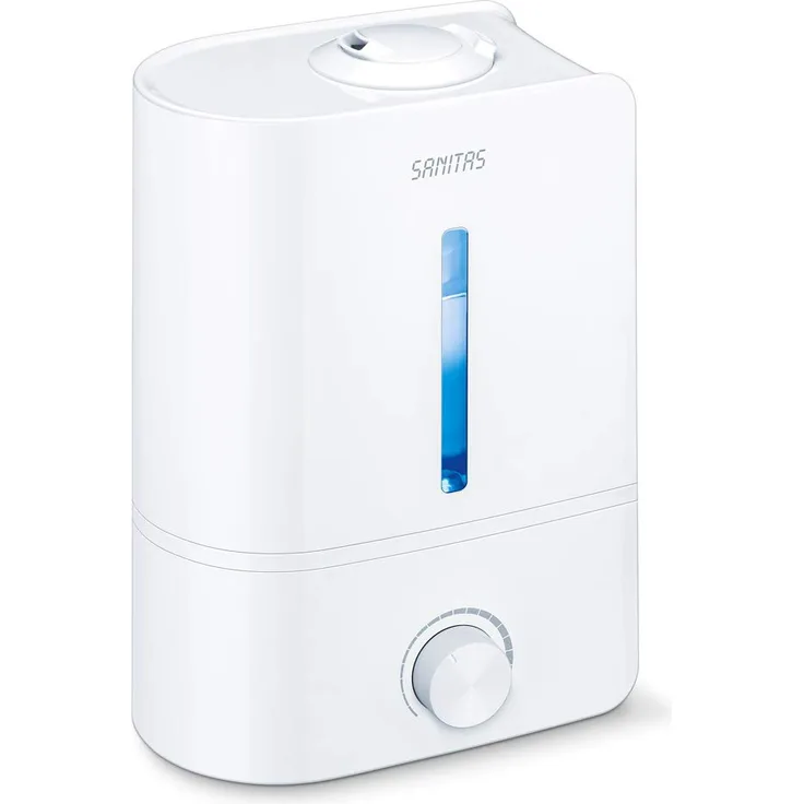 Sanitas SLB 40 Luftbefeuchter mit Ultraschall-Verneblung zur Raumluftbefeuchtung, mit Aromafunktion, für Räume bis 30m², leise