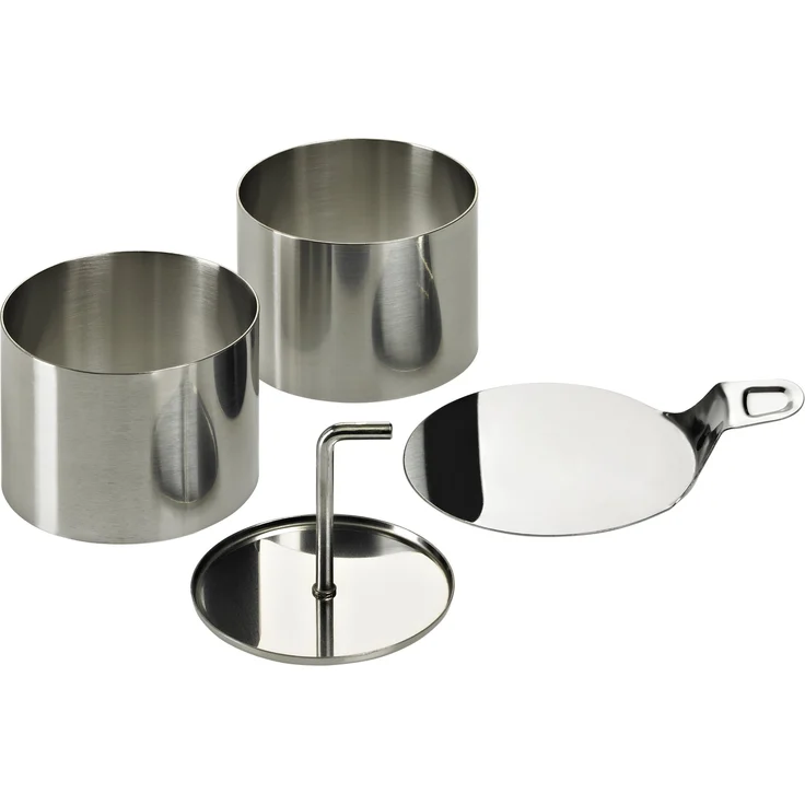 Lurch 220285 Speiseringe Edelstahl Set 8-teilig: 6 Ringe Durchmesser 7,5 cm x H 5,5 cm, 1 Stampfer, 1 Tablett