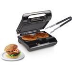 Princess Elektro Kontaktgrill mit Grillzange, feste Platten, Paninimaker, 700W, 23x13cm