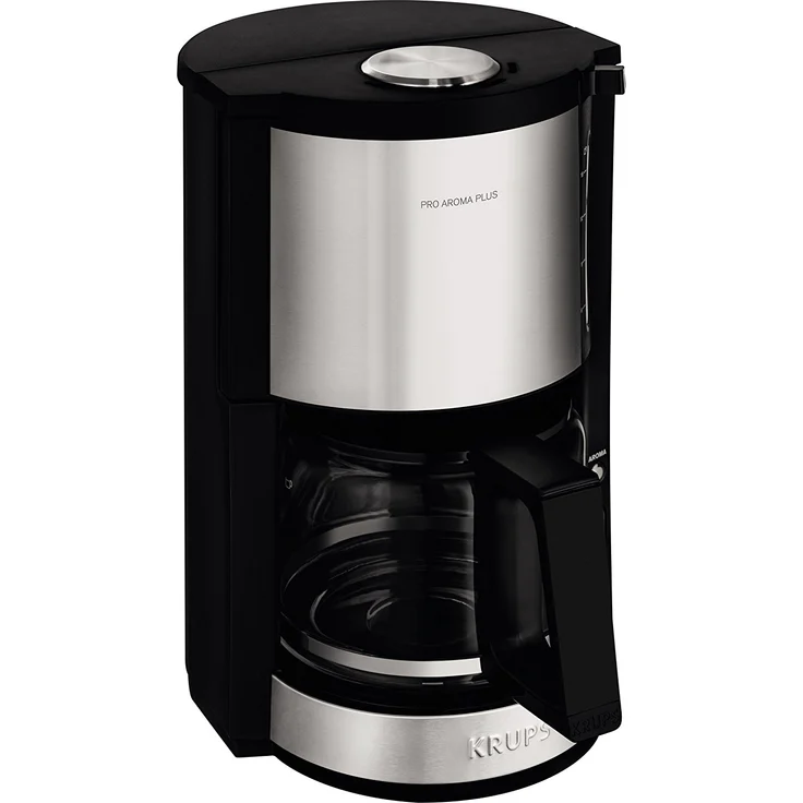 Krups KM321 Proaroma Plus Glas-Kaffeemaschine, 10 Tassen, 1100 W, modernes Design, schwarz mit Edelstahlapplikationen – Bild 3