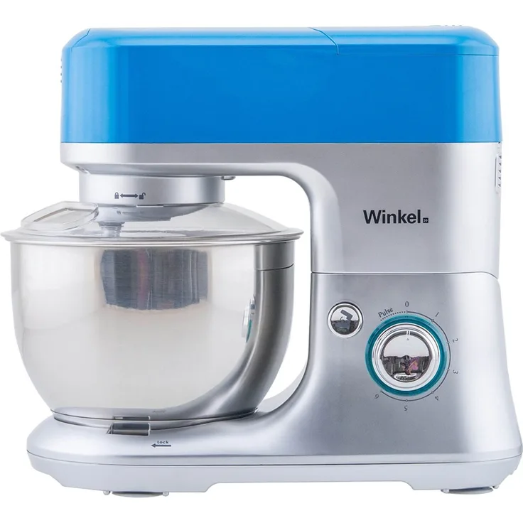 Winkel RX80 Küchenmaschine - 4 L Schüssel aus Edelstahl - 650 W Leistung - 6 Geschwindigkeitsstufen - Fleischwolf - Mixbecher-Aufsatz - blau