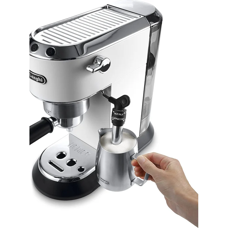 De'Longhi Dedica Style EC 685.W Espresso Siebträgermaschine, Espressomaschine mit Professioneller Milchschaumdüse, nur 15 cm breit, 1 Liter Wassertank, Vollmetallgehäuse, E.S.E Pads geeignet, weiß – Bild 5