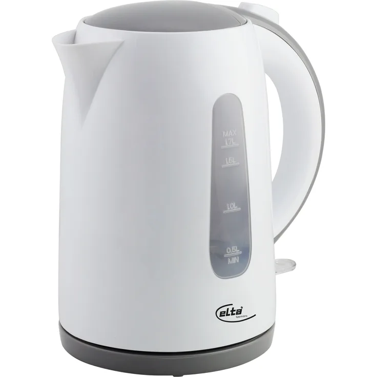Elta Wasserkocher 1,7 L Teekocher, 2200 W, weiss, kabellos