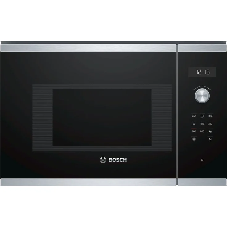 Bosch BFL524MS0 Serie 6 Mikrowelle, Einbaugerät, 800 Watt, 20 Liter Garraum, Drehteller 25,5 cm, Türanschlag Links, 7 voreingestellte Automatikprogramme, Elektronische Türöffnung, edelstahl – Bild 1