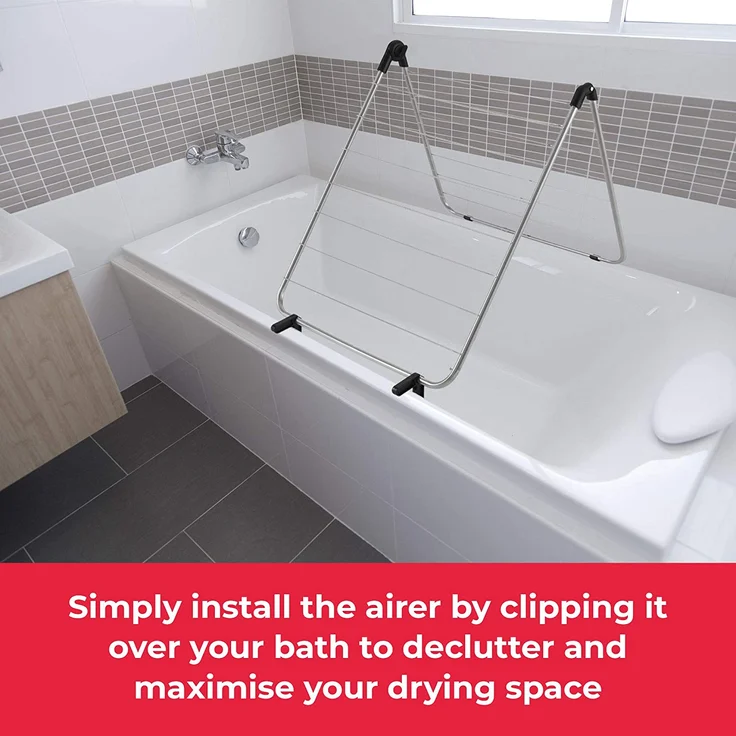 Metaltex 407407031 Nevis Badewannen-Wäschetrockner, mit ca. 7 m Trockenlänge, Silber - Metallic-Grau – Bild 4