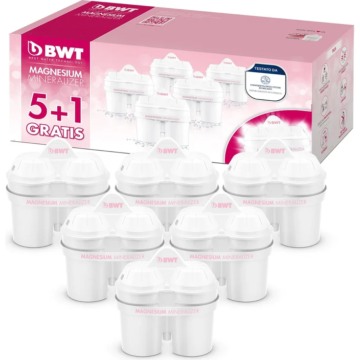 BWT Magnesium Mineralizer Filter mit patentierter Technologie Packung 5 + 1, Kunststoff, weiß, 30 x 11.5 x 11 cm – Bild 1