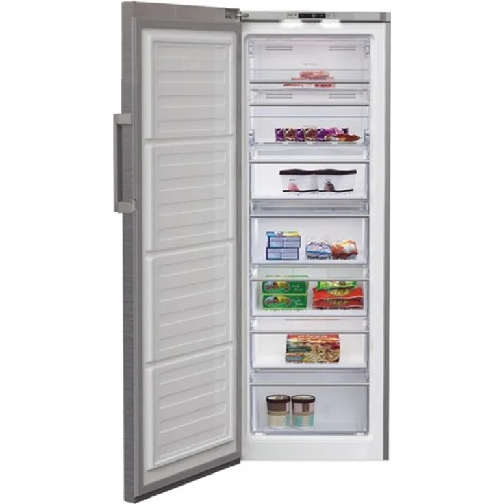 Beko RFNE290T45XPN Gefrierschrank, freistehend, silber, NoFrost, Schnellgefrieren, Breite 59.5 cm, Energieklasse E
