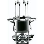 Silit Passion Black Fondue-Set 10-teilig Fondue für 6 Personen Silargan Edelstahl indktionsgeeignet spülmaschinengeeignet, Fonduetopf Spritzschutz Rechaud Brenner Fonduegabeln