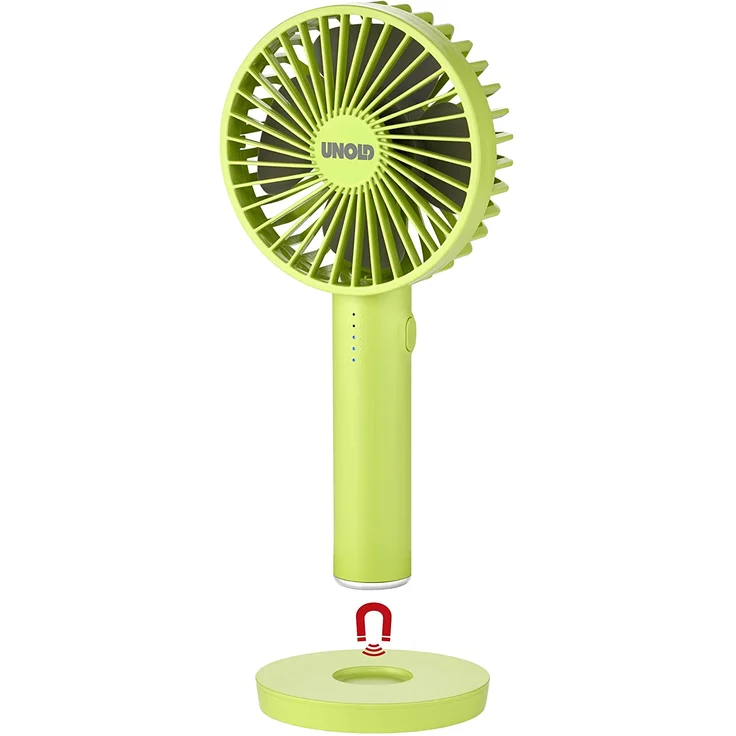 Unold 86626 HANDVENTILATOR Breezy II Green, 5-stufige Geschwindigkeitsregelung, LED-Kontrollleuchten und bis zu 8 Stunden Akkubetrieb – Bild 2