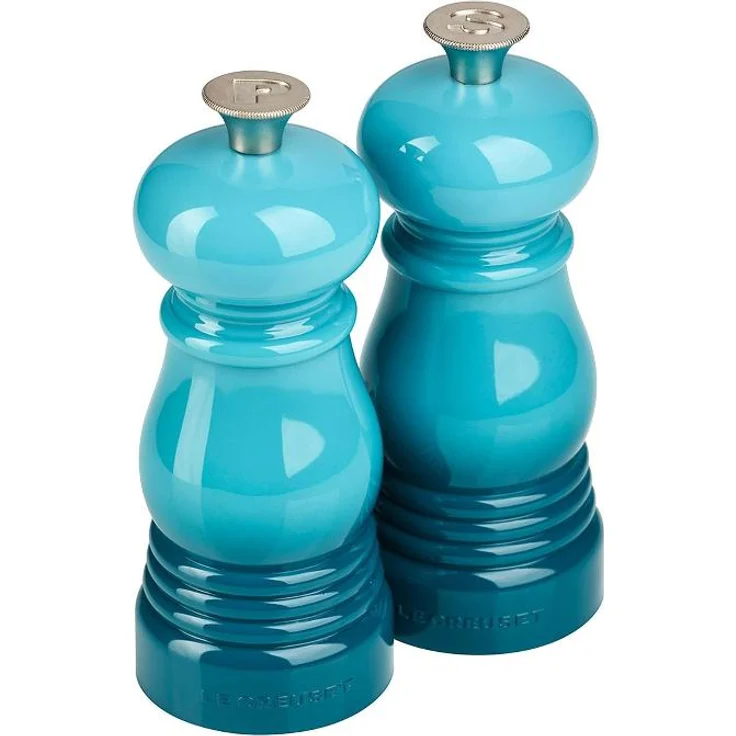 Le Creuset Kleines Mühlenset, Salz- und Pfeffermühle, ABS-Kunststoff, Je 5 x 5 x 12,1 cm, Keramik-Mahlwerk, Karibik (Türkis) – Bild 1
