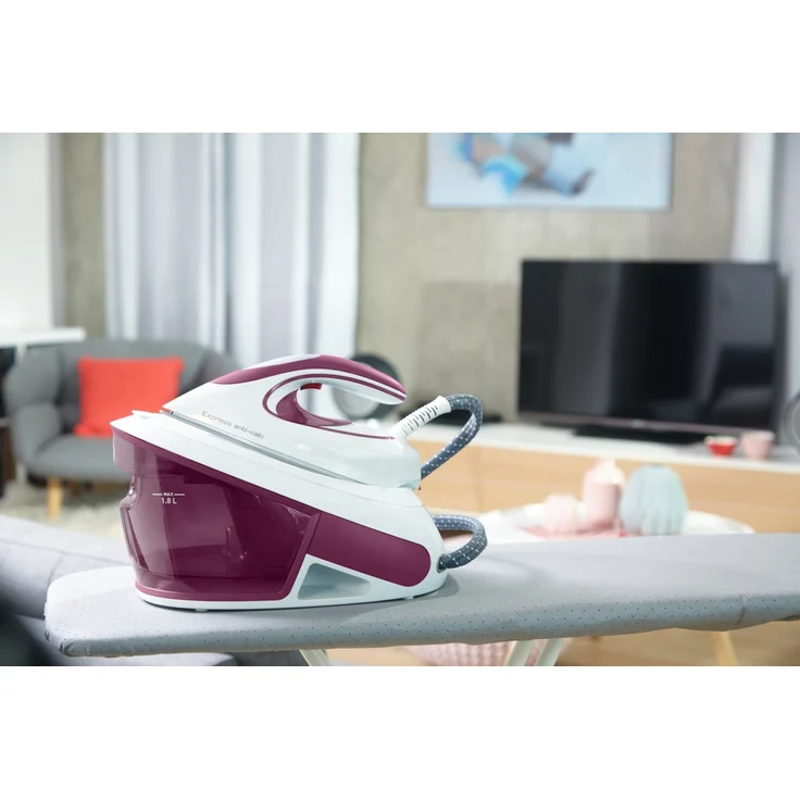 Tefal SV8054 Express Anti-Calc Dampfbügelstation, 2800 Watt, weiß-lila, 1,8 l, Verriegelungs-System, Durilium AirGlide, Abschalt-Automatik, weiß, lila – Bild 8