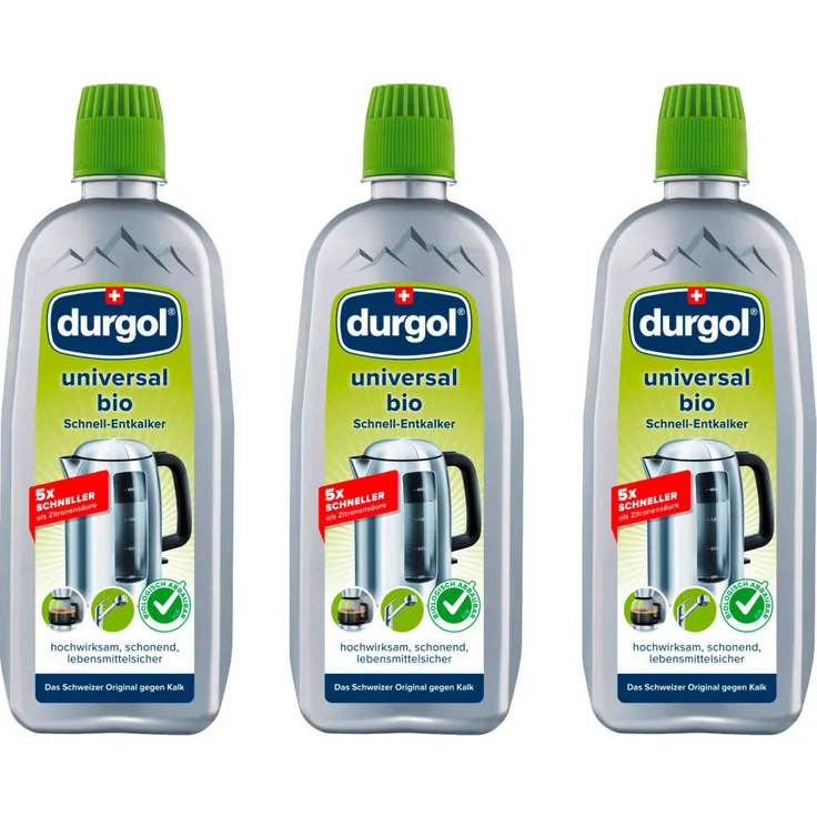 Durgol Universal Bio Schnell-Entkalker Set, Maschinenentkalker, Kalkentferner, Kalkreiniger, 3x 500 ml, 4-875