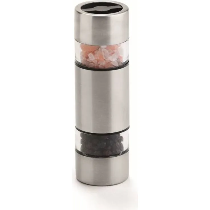 Weis Pfeffer-Salz-Mühle Double klein, Edelstahl, Silber  Transparent, 3 x 3 x 10.5 cm, 1 Einheiten