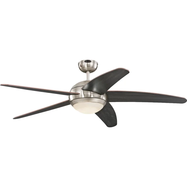 Westinghouse Lighting Bendan LED Deckenventilator mit Licht, Metall, 55 W, Seidenmattes Chrom, 132 x 132 x 36 cm