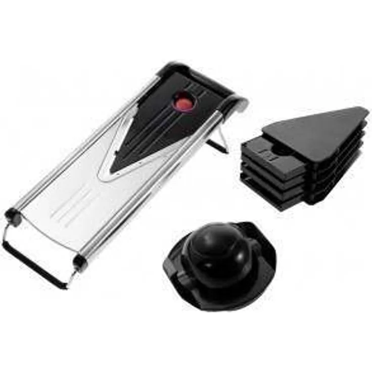 Westmark Gemüseschneider- -hobel, Mit 5 Schneidaufsätzen, Edelstahlklingen, V-Plus, Schwarz-Silber-Rot, 11302260