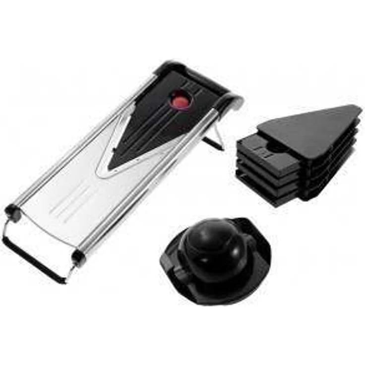 Westmark Gemüseschneider- -hobel, Mit 5 Schneidaufsätzen, Edelstahlklingen, V-Plus, Schwarz-Silber-Rot, 11302260