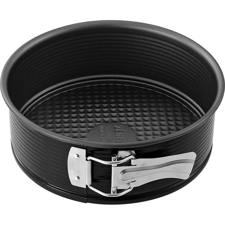 Zenker Springform Ø 20 cm, Backform mit Antihaftbeschichtung, runde Kuchenform mit Flachboden (Farbe: schwarz), Menge: 1 Stück