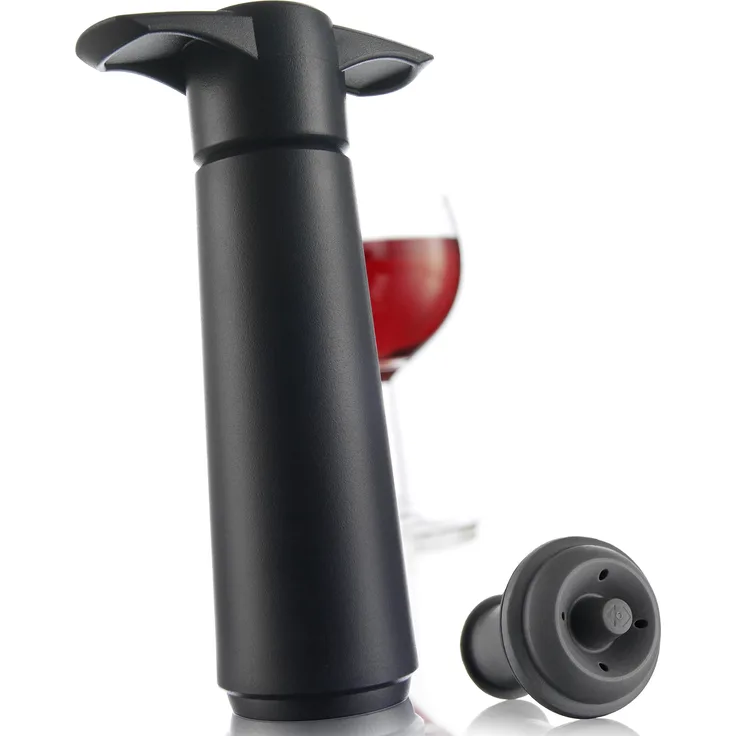 Vacu Vin Weinpumpe, Schwarz, 1 Stopfen