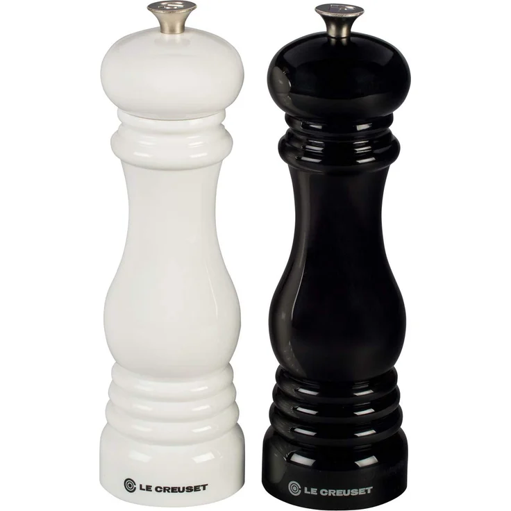 Le Creuset Mühlenset, Salz- und Pfeffermühle, ABS-Kunststoff, Je 6 x 6 x 20,8 cm, Keramik-Mahlwerk, Schwarz-Weiß – Bild 1
